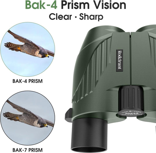 20X25 Compact Binoculars for Adults and Kids,Large Eyepiece Waterproof Binocular,Easy Focus Small Binoculars for Bird Watching,Hiking and Concert, Green