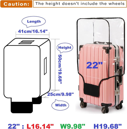 Clear PVC Suitcase Cover - Thickened Waterproof Luggage Protector, Full Transparent Dustproof Sleeve for Wheeled Suitcases (22")