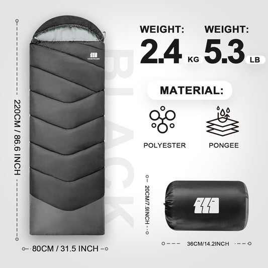 Sleeping Bags for Adults Cold Weather,Portable, Waterproof,Lightweight Sleeping Bag for Tall Girls Boys with Compression Sack for Warm Camping, Hiking, Outdoor & Indoor