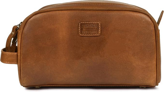 LEATHER VILLAGE Premium Leather Toiletry Travel Pouch - Image 2