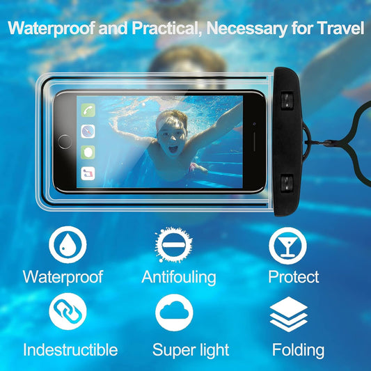 2-Pack Waterproof Phone Pouch,Waterproof Phone Case for iPhone 15 14 13 12 Pro Max XR X SE 2022 8 Samsung S24 S23 S22(Black+White)