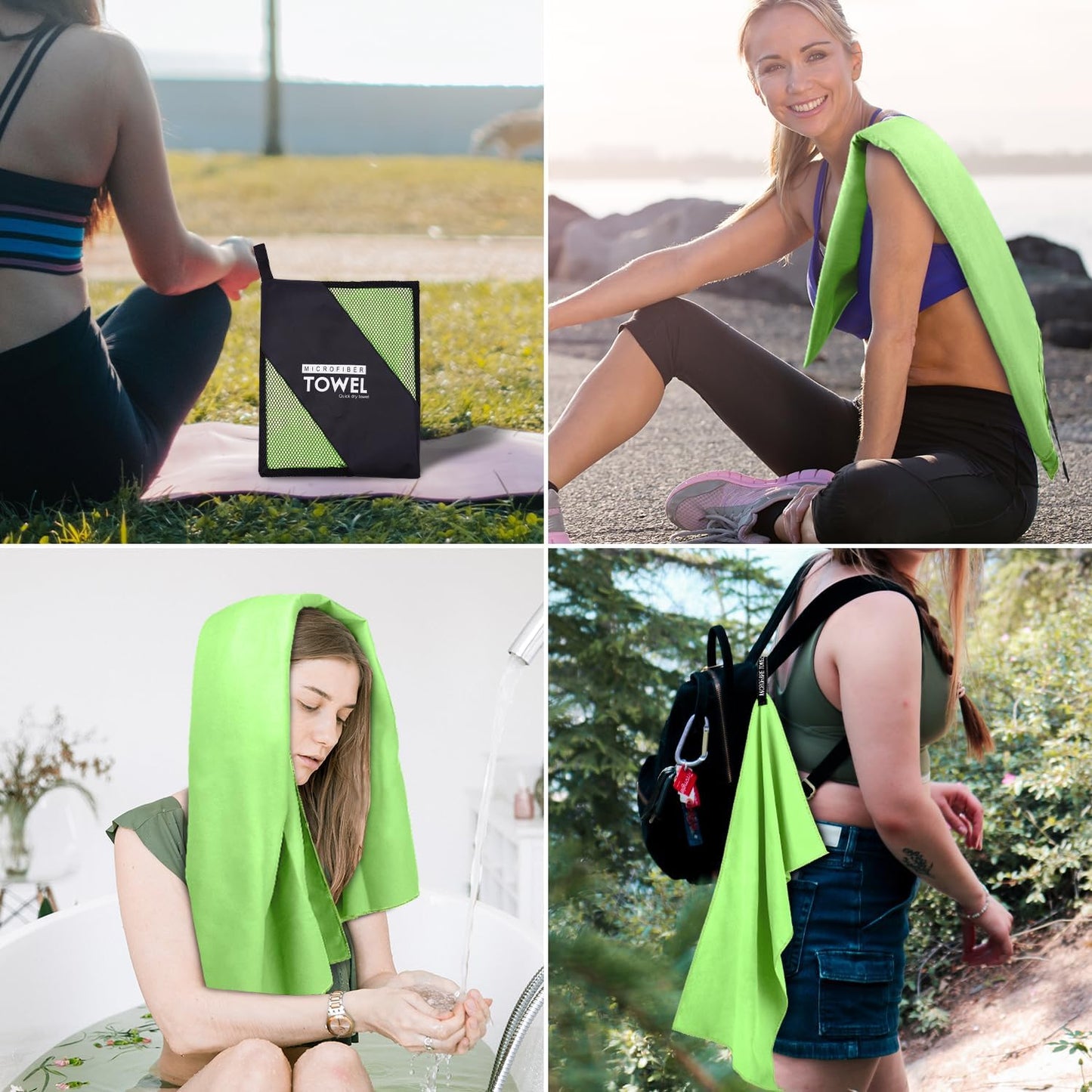 Microfiber Travel Towel, Soft Lightweight Quick Dry Towel, Super Absorbent Compact Travel & Sports & Beach Towels for Camping, Backpack, Gym, Swimming, Yoga, Hiking (L:24"×48" -Fluorescent)