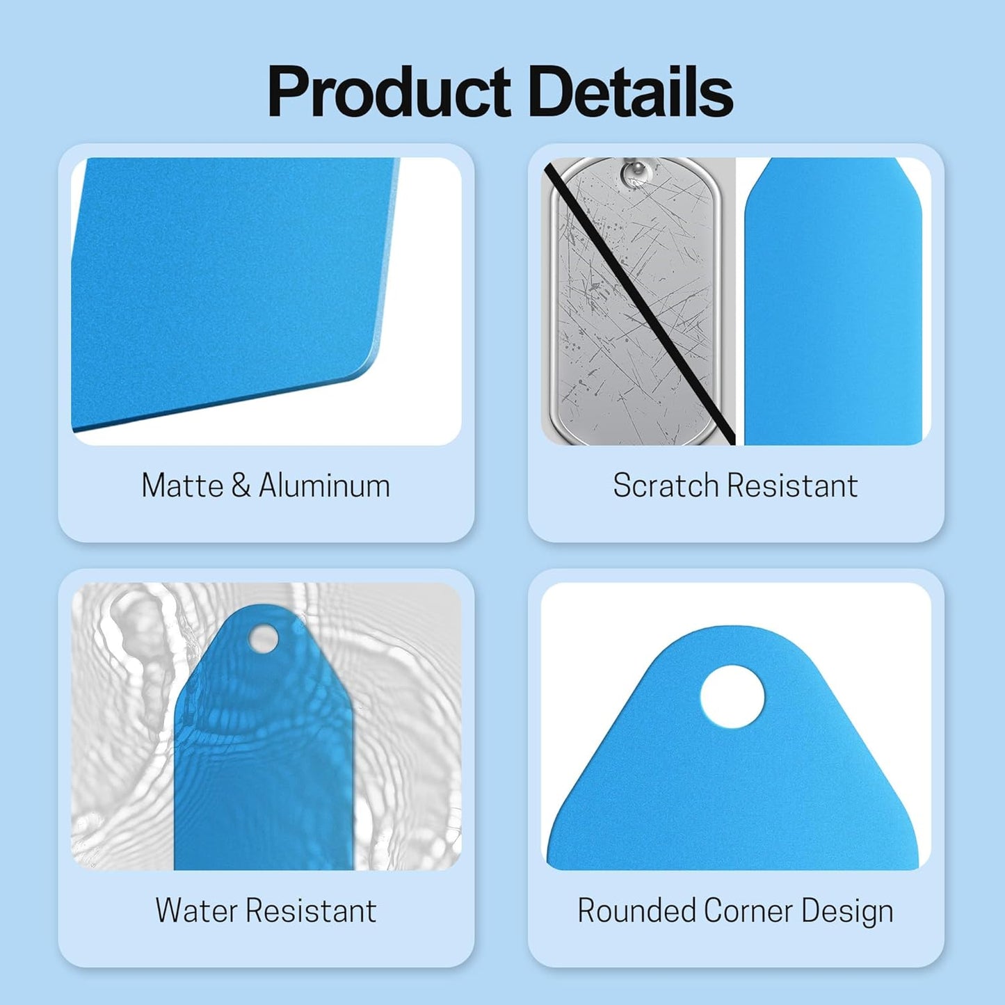 4 PCS Personalized Metal Luggage Tag – Personalized Engraved Suitcase Tag, Backpack Tag, with Matching Color Strap, Waterproof Suitcase Name Badge – Ideal Corporate Gift & Travel Accessory (Blue)