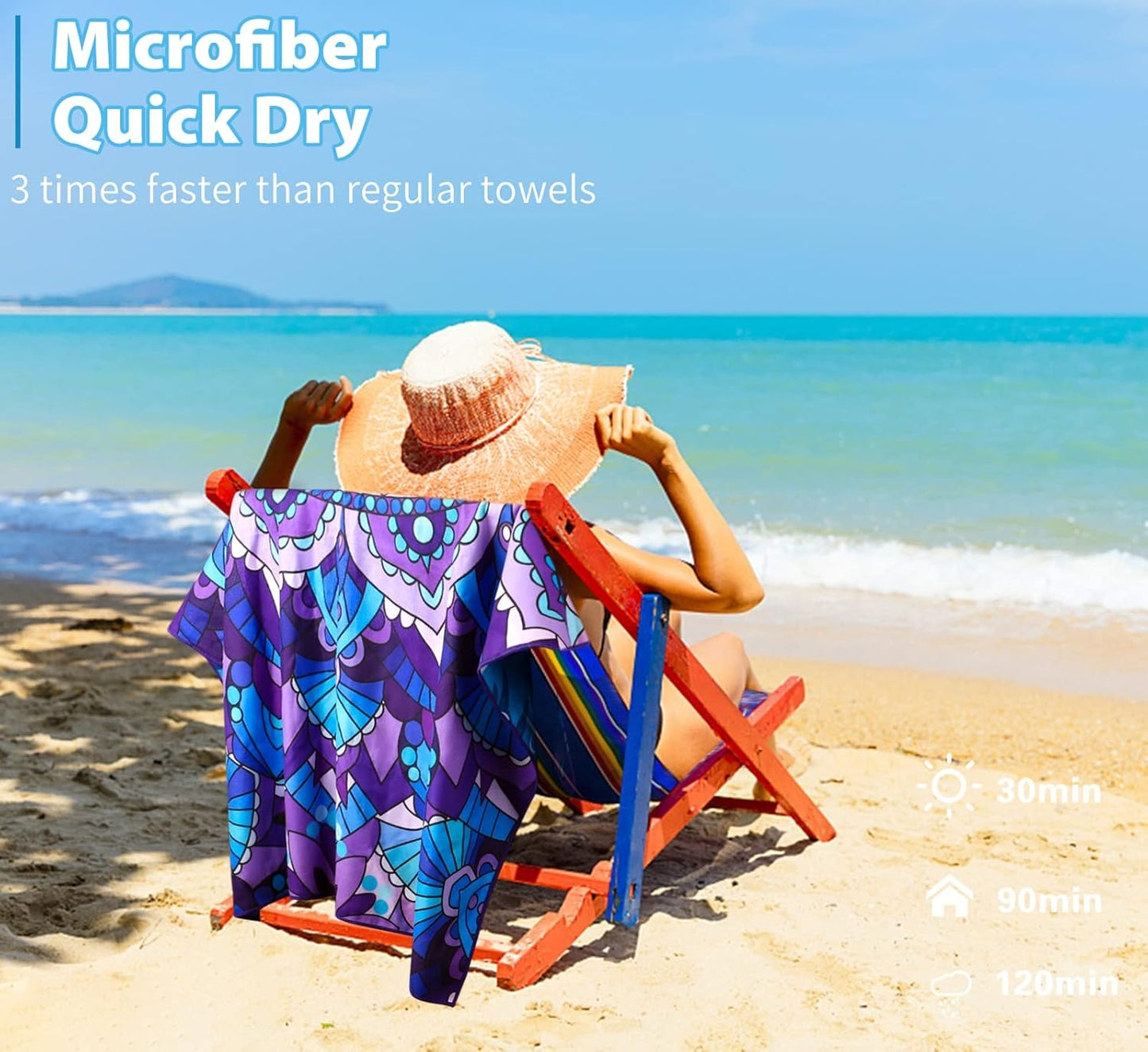 4 Pack Microfiber Thin Lightweight Beach Towel Oversized 71x32 Extra Large Sand Free Towels for Travel Swim Pool Yoga Gym Camping for Adults Women Men Beach Essentials Accessories Vacation Gift