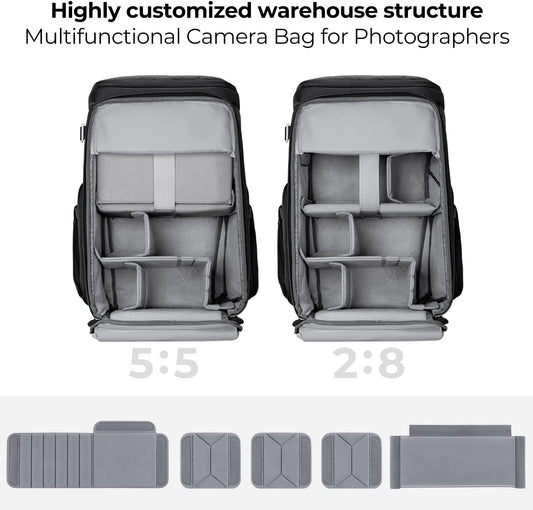 K&F CONCEPT Professional Camera bags for photographers 25L Large Capacity Camera Case Waterproof Photography Camera Backpack for Dslr Cameras