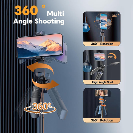 71" Selfie Stick Phone Tripod with Wireless Remote & 2 Fill Lights, Extendable Aluminum Phone Stand for iPhone/Android/Camera, Portable Travel Tripod for Vlogging, Live Streaming, Video Recording