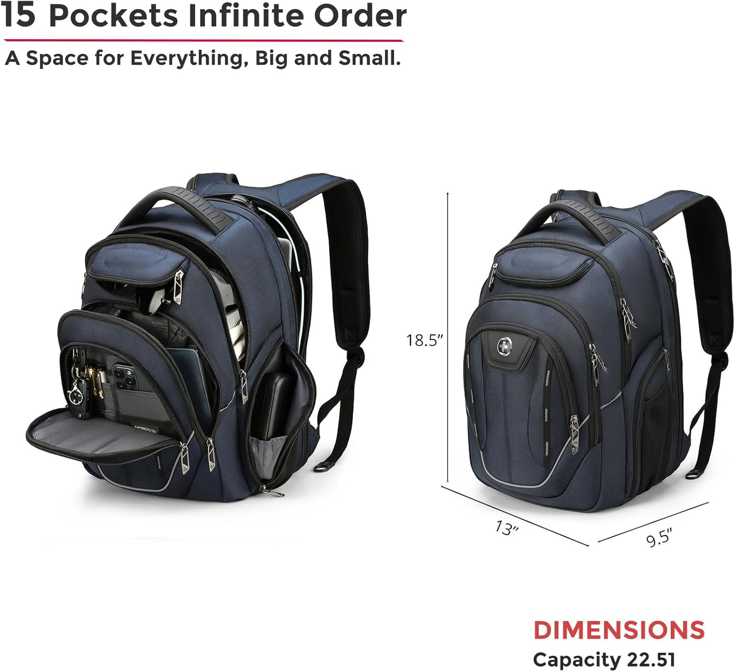 Swissdigital Design TSA Business Laptop Backpack For Men,Travel Backpack With USB Charging Port,College Tech Backpacks With RFID Pockets Presents For Men Fits 15.6 Inch Computer Blue | TERABYTE