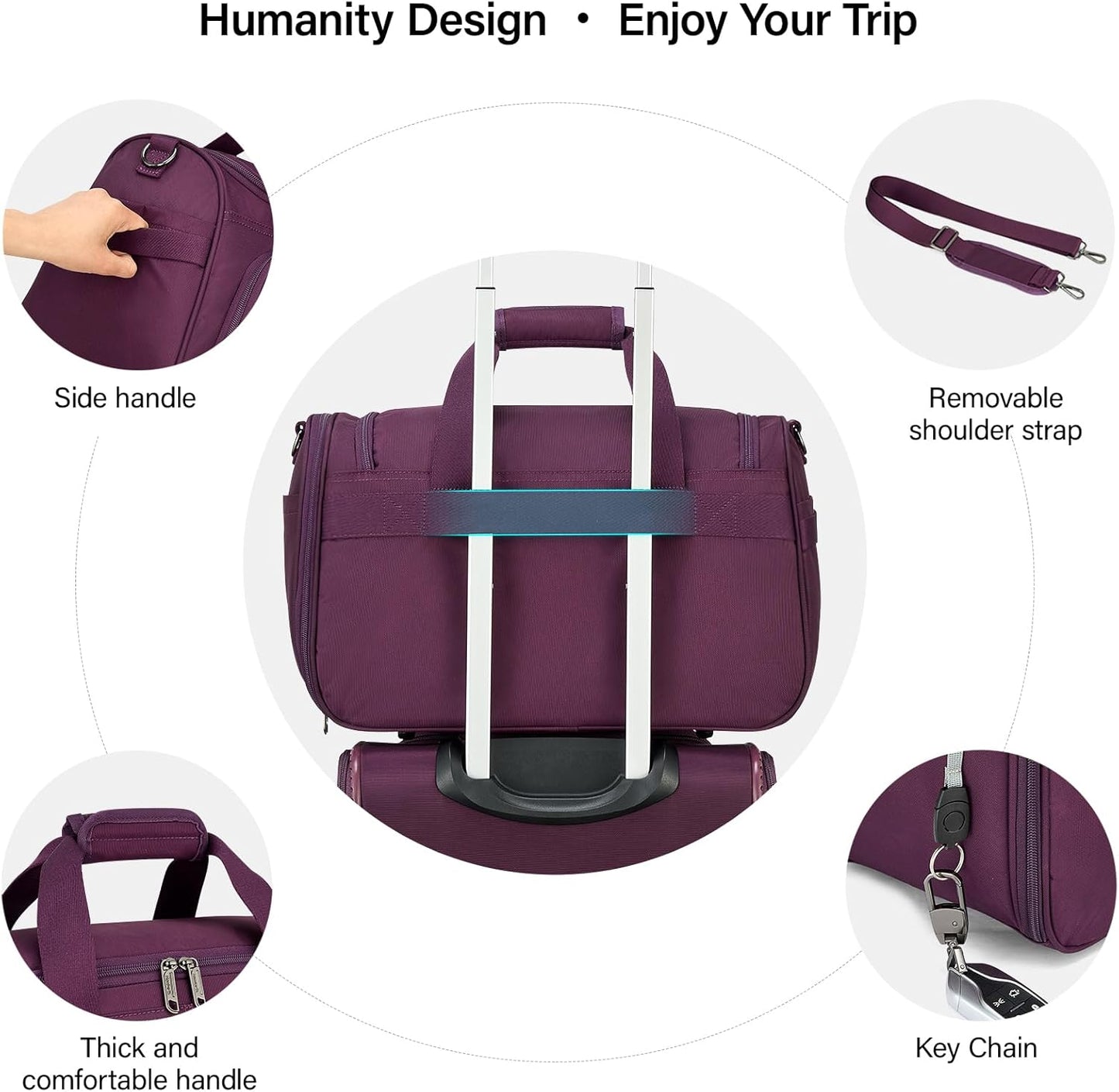 Hanke Underseat Carry On luggage Bags for Travel, Foldable Travel Bags for Women, Soft Lightweight Personal Item Travel Bag Small Carry On Bags for Airplanes, Travel Tote Bags for Women Men.(Purple)