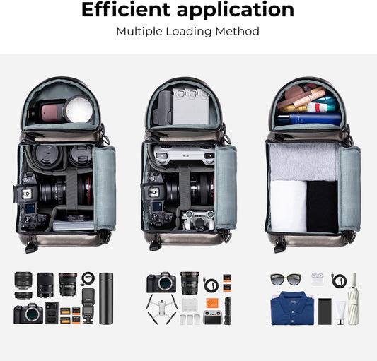 K&F Concept Camera Sling Bag Crossbody Bag Camera Shoulder Backpack DSLR/SLR/Mirrorless Photography Bags Compatible with Canon/Nikon/Sony/Fuji/Gopro/DJI