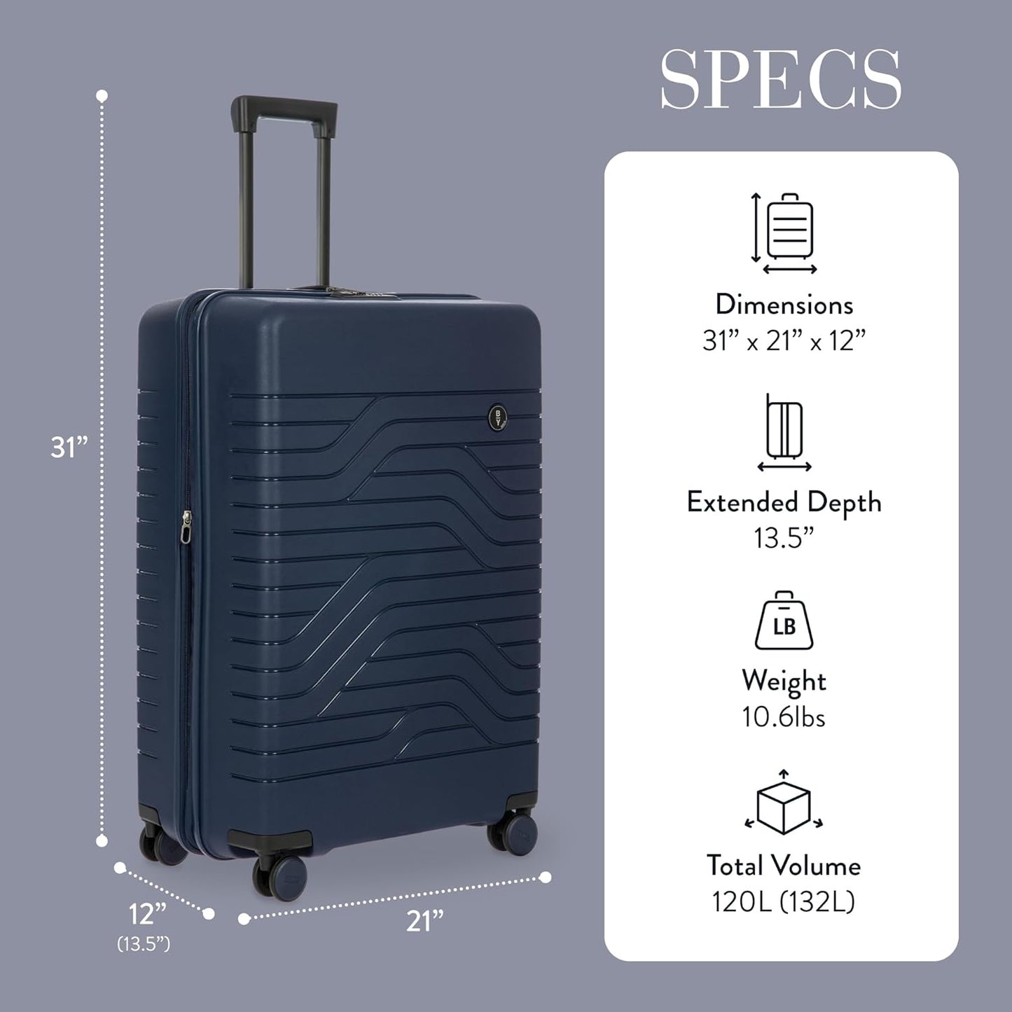 Bric's 30" Expandable Spinner Suitcase - Travel Luggage with TSA-Approved Lock and Hard Shell Exterior - B|Y Ulisse - Ocean Blue