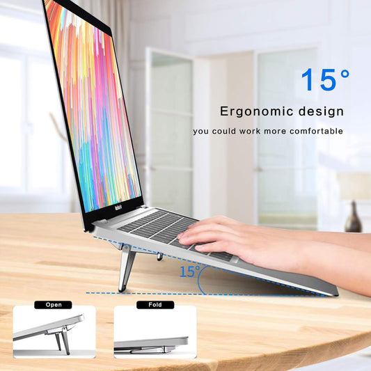 Laptop Stand Portable,Zinc Alloy Laptop Mini Stand,Laptop Riser Invisible,Ergonomic Laptop Stand Cooling Suitable for 12-20 Inches Laptop.(Silver-2pieces)