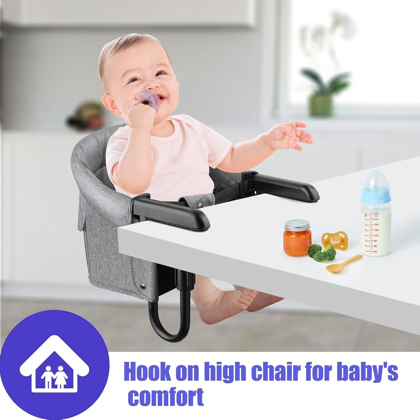 Hook On High Chair, Attach to Fast Table Chair,Clip on High Chairs to Table,Foldable Storage Feeding Baby Seat for Baby Toddler Home and Travel,Lightweight Space-Saving Design,Portable High Chairs
