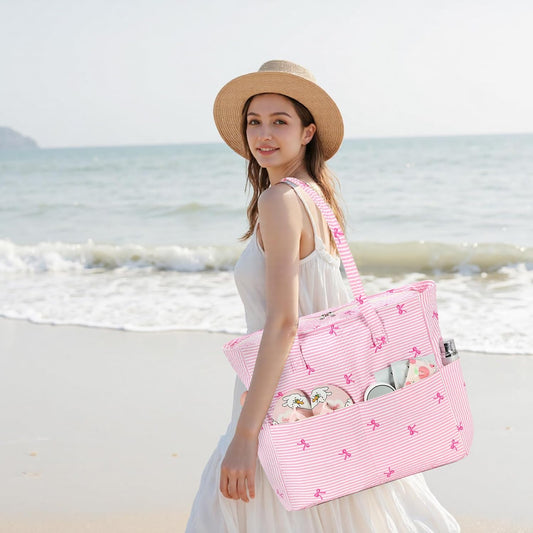 Beach Pool Bags Tote for Women Ladies Large Gym Tote Carry On Bag With Wet Compartment for Weekender Travel Waterproof