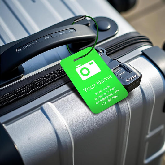 Personalized Luggage Tags, Custom Luggage Tags 4 Pack TSA Approved Double Sided Laser Engraving, Metal Luggage Tag for Suitcases with Stainless Loops, Name Tag for Bags, Backpacks (Green)