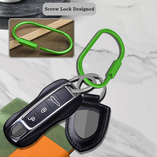 Key Chain, Brass Key Rings 2 Pack Screw Lock Key Organizer with 4 Rings Carabiner Keychain Clip for Men and Women