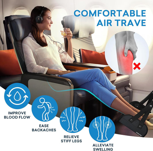 Airplane Footrest Made with Premium Memory Foam, Portable Foot Hammock with Comfortable No Clashing Base, Airplane Travel Accessories to Reduce Swelling and Soreness, Gifts for Travelers