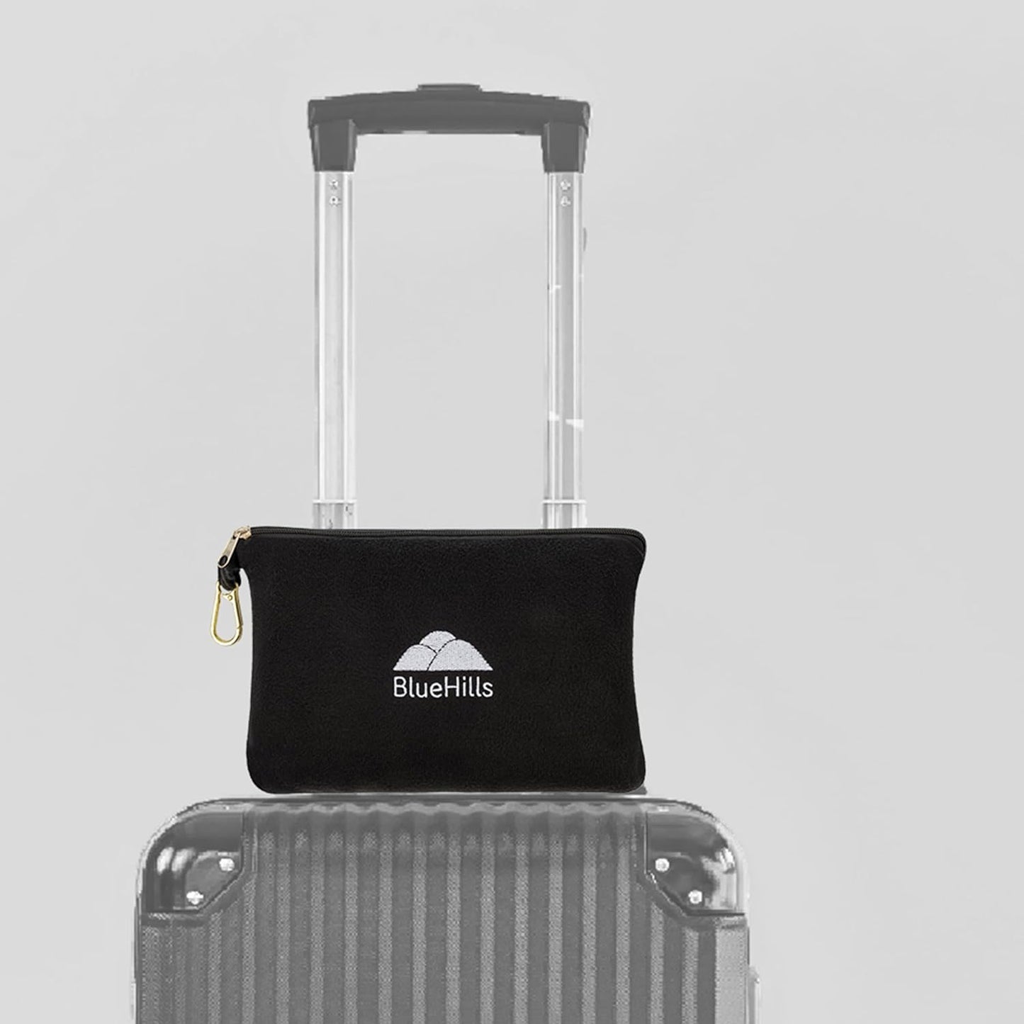 BlueHills Travel Blanket Pillow Compact Lightweight Pocket Size Airplane Traveling Essential Flight Trip Throw in Bag Portable Case Plane Accessory Black L05