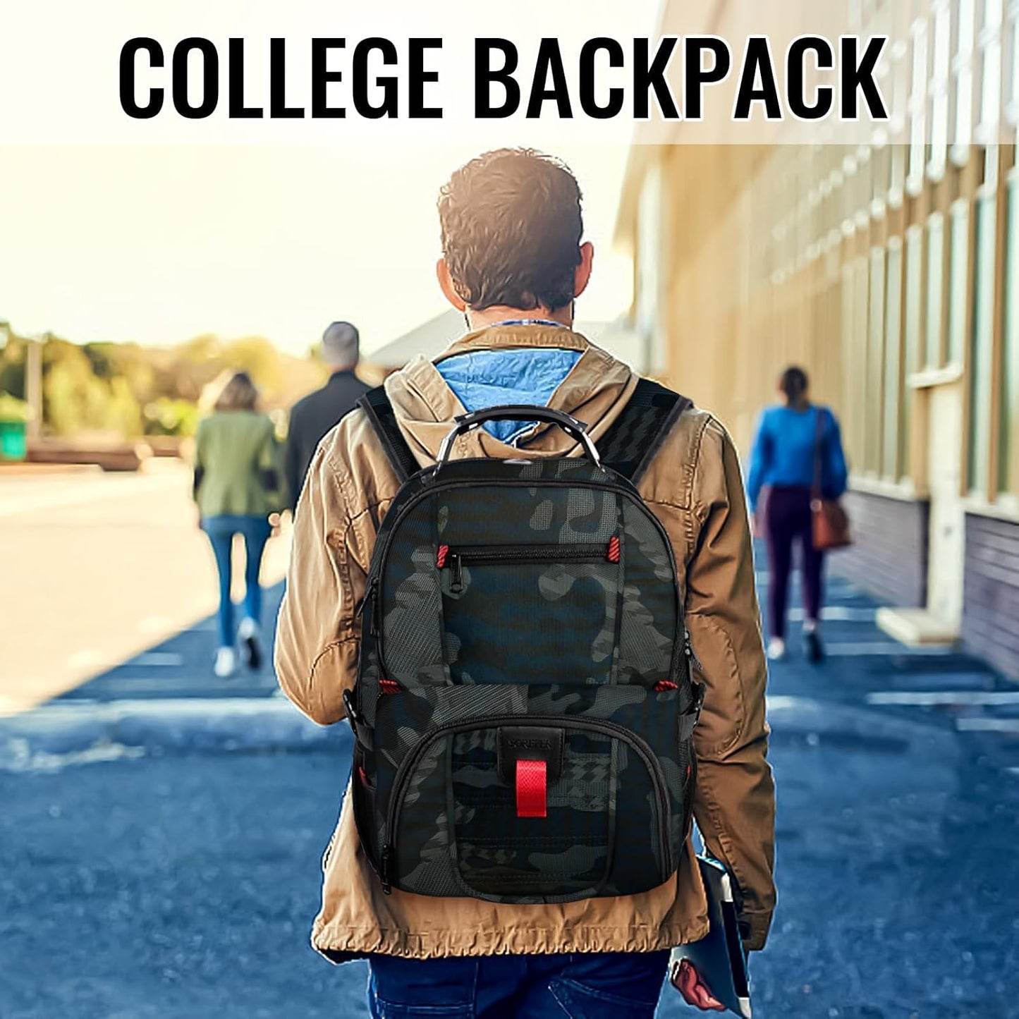 YOREPEK Travel Backpack, Extra Large 50L Laptop Backpacks for Men Women, Water Resistant College Backpack Airline Approved Business Work Bag with USB Charging Port Fits 17 Inch Computers, Camouflage