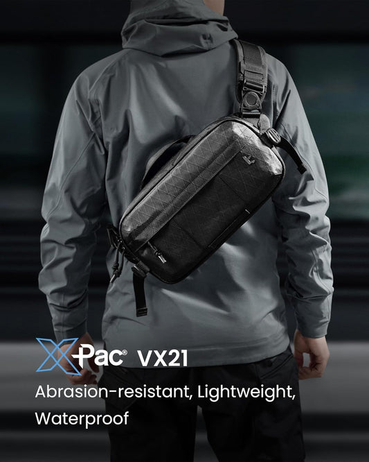 tomtoc 5.5L X-Pac Sling Bag for Nintendo Switch 2, Heavy Duty Crossbody Bag for Men, Water-resistant Carry Chest Daypack Travel Shoulder Pack for Steam Deck OLED, ROG Ally X, iPad mini, Tactical