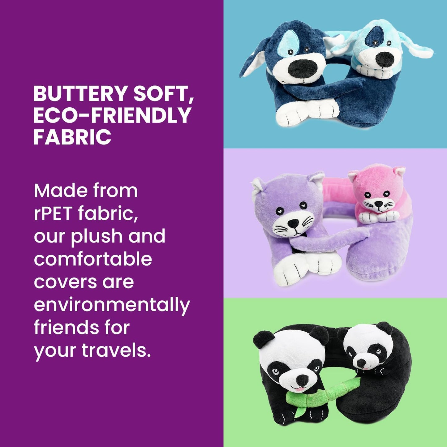 Cabeau Airplane Travel Pillow for Kids – Evolution Kids – Neck Support for Sleeping on Airplanes, Trains, and Cars – Cute, Cozy, and Cuddly Animal Pal for On-The-Go Journeys - (Pandas)