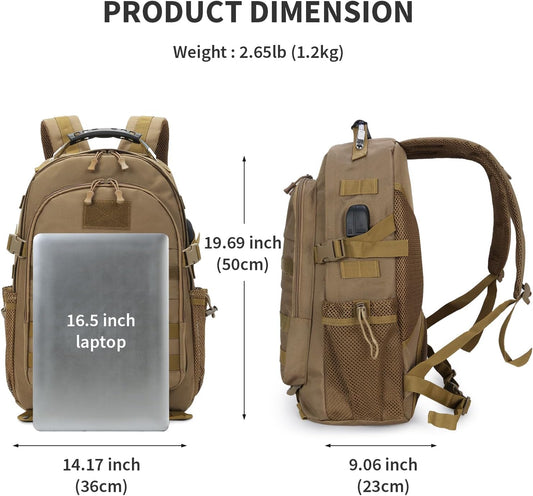 HUNTVP Military Tactical Backpack 40L Large Army 3 Day Assault Pack Molle Bag Backpacks WR Hunting Rucksack Assault Pack