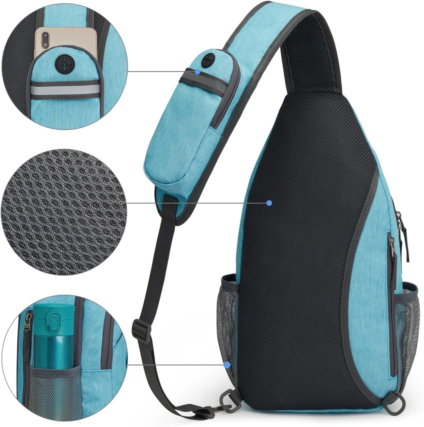 G4Free Sling Bag RFID Blocking Sling Backpack Crossbody Chest Bag Daypack for Hiking Travel(Sky Blue)