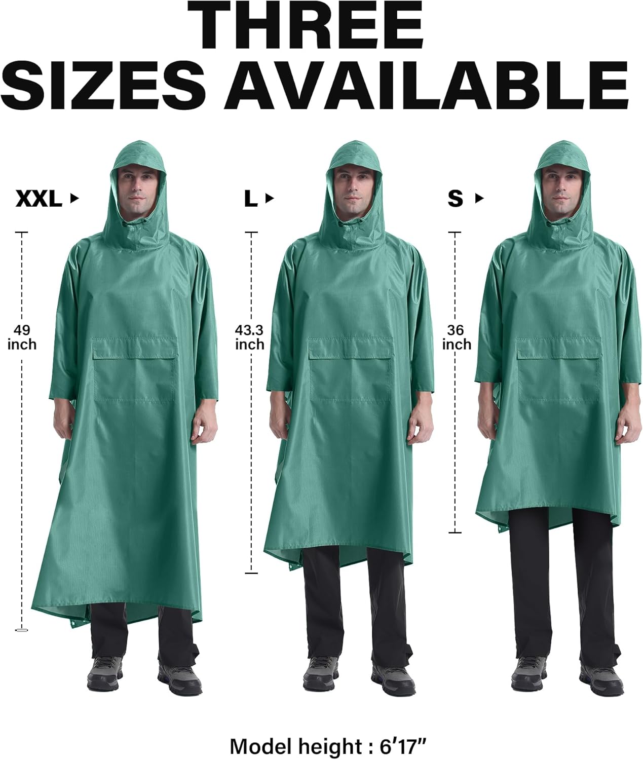 iCreek Hooded Rain Poncho with Pocket Waterproof Lightweight Unisex Raincoat Jacket for Hiking, Camping, Outdoor