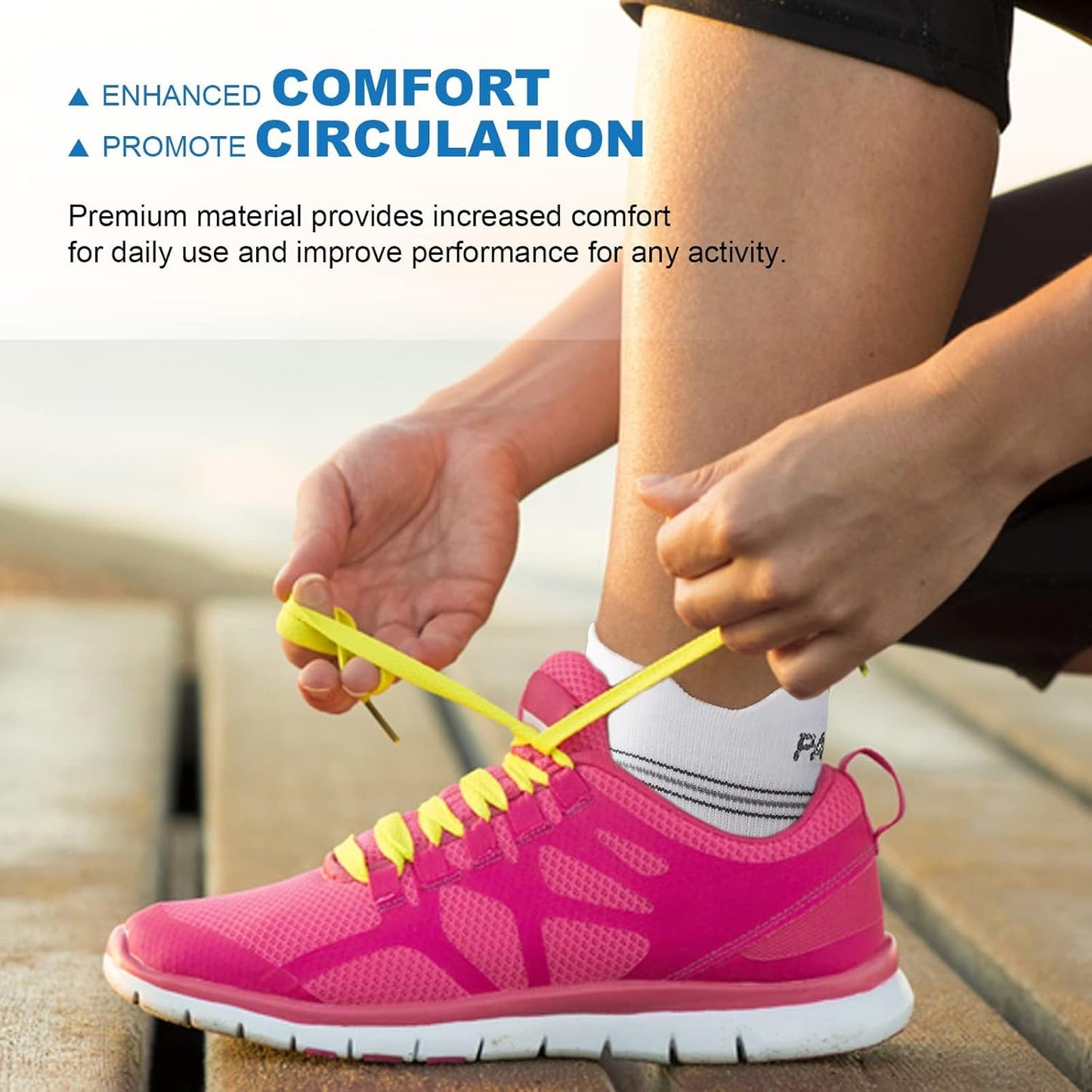 Plantar Fasciitis Sock (6 Pairs) for Men and Women, Compression Foot Sleeves with Arch and Ankle Support (White, Small)