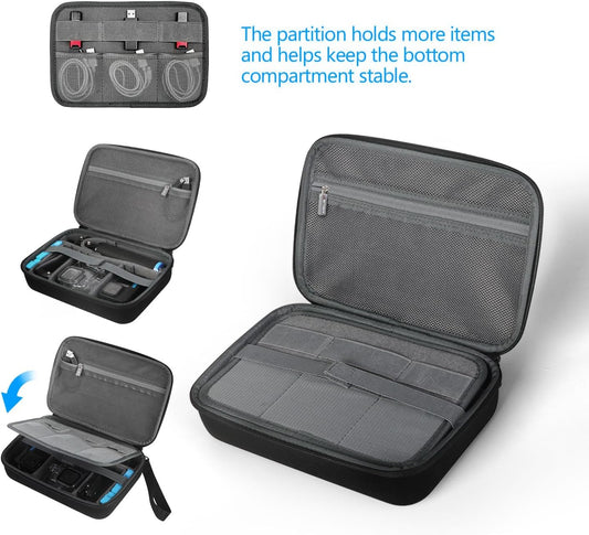 JSVER PU Leather Hard Shell Carrying Case for GoPro Hero13/12/11/10/9/8/7, AKASO EK7000 / Brave 4 4K / Brave 7 LE/Brave 8 / V50X and Insta360