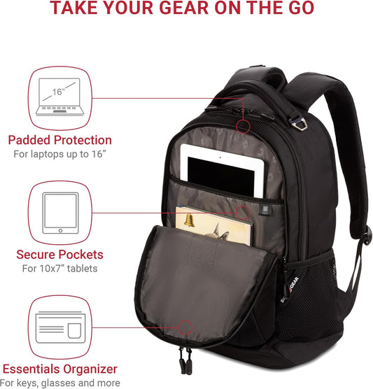 SwissGear Cecil 5505 Laptop Backpack, Black, 18-Inch