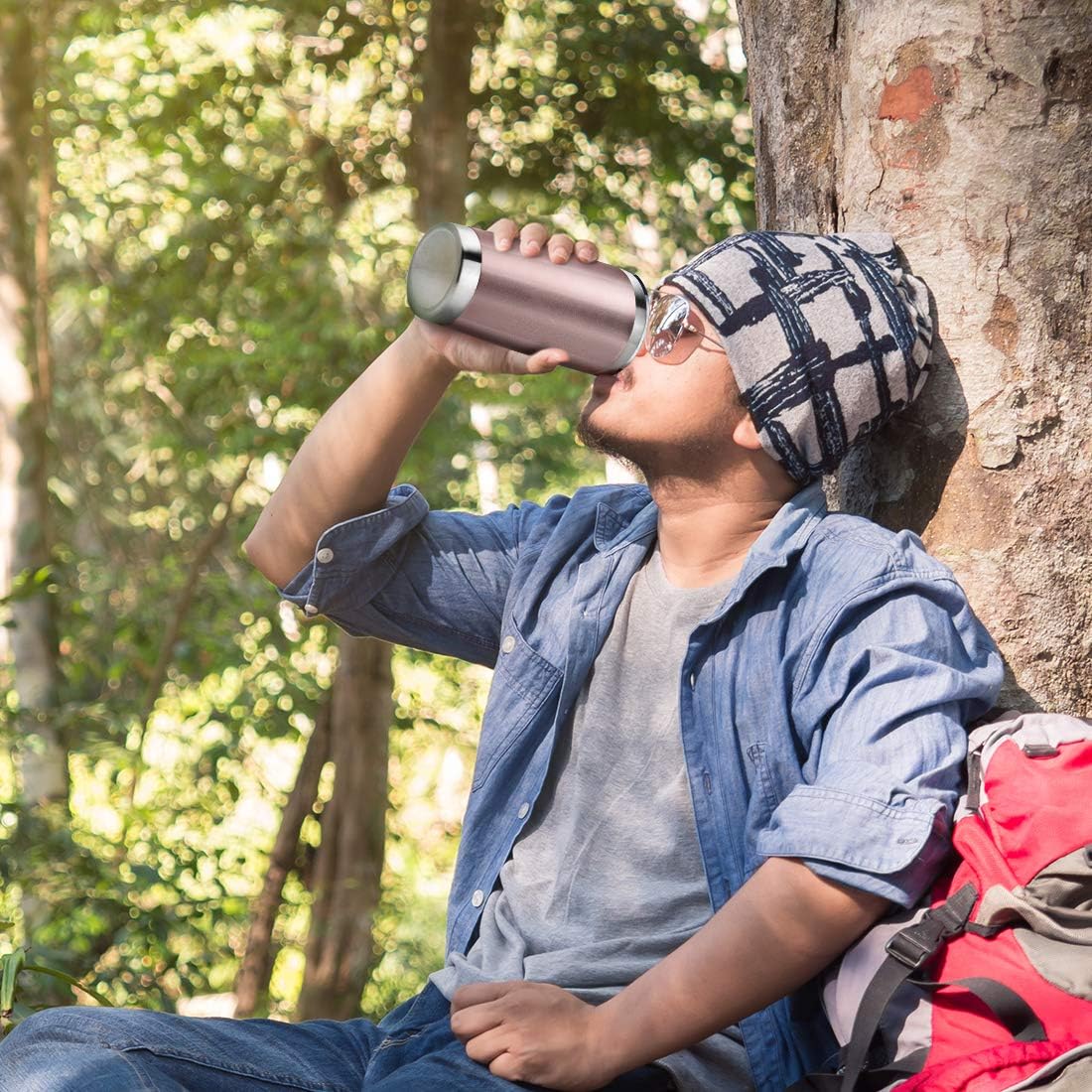 20oz Tumbler Bulk Stainless Steel Vacuum Insulated Tumblers with Lid Double Wall Travel Mug Durable Powder Coated Coffee Cup, Suitable for Ice Drinks and Hot Beverage (Rose gold 1pack)