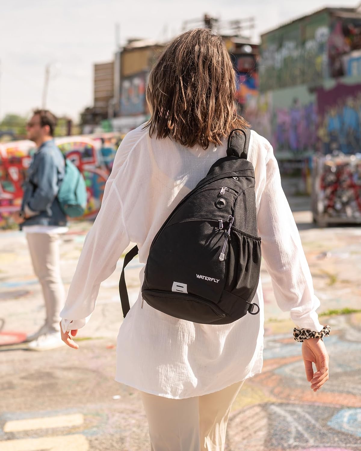 WATERFLY Large Crossbody Sling Bag: Over Shoulder Backpack Daypack Casual Cross Chest Side Pack