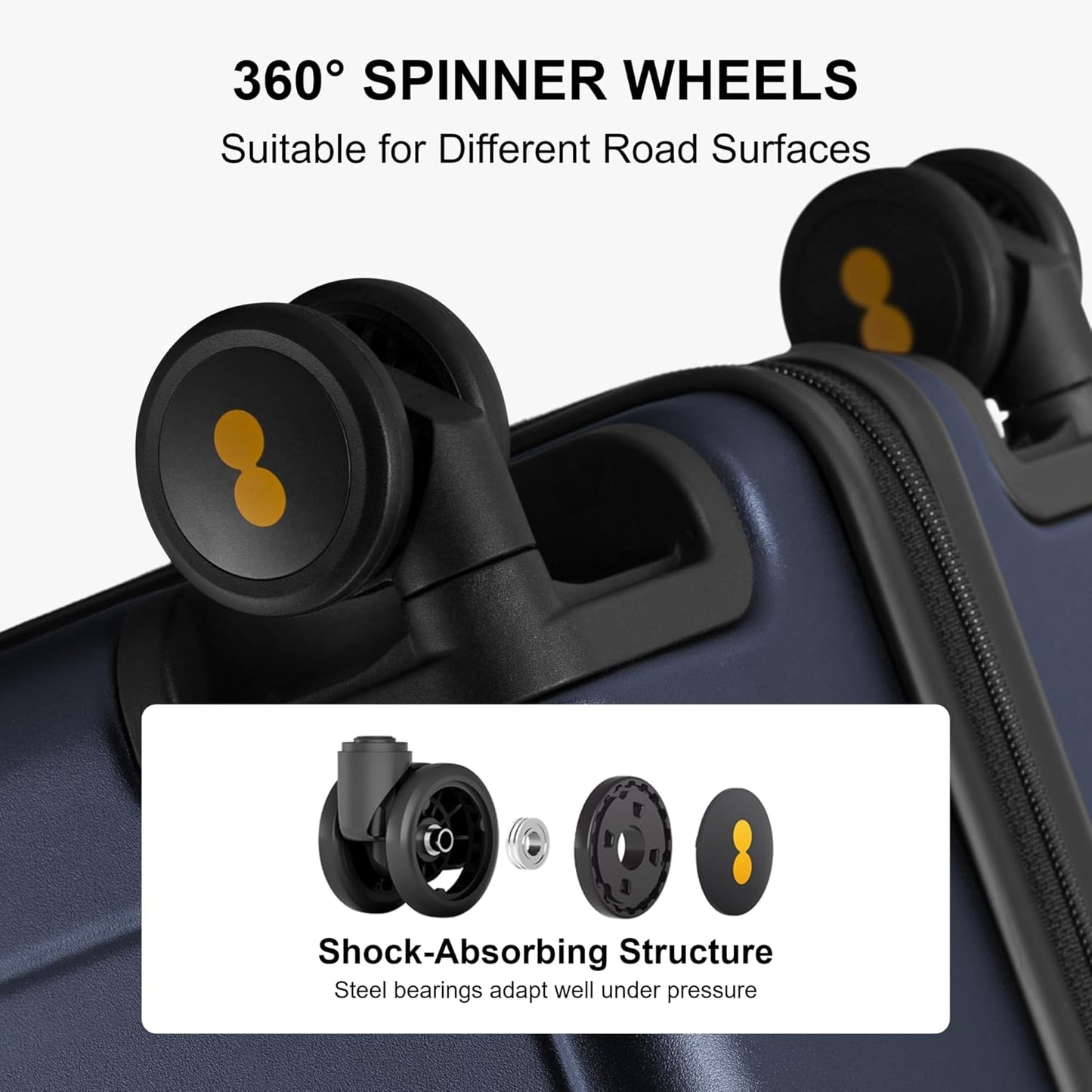 LEVEL8 Elegance Carry-on Suitcase, 20 Inch Carry on Luggage, Hardside Large Suitcases with Wheels, Tavel Bag with Tsa Lock, Navy Blue