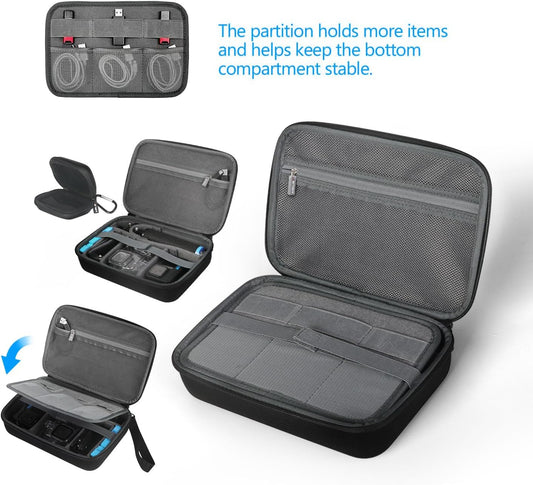 JSVER Hard Carrying Case for GoPro Hero13/12/11/10/9/8/7, AKASO EK7000 / Brave 4 4K / Brave 7 LE/Brave 8 / V50X and Insta360 (Set of 2)