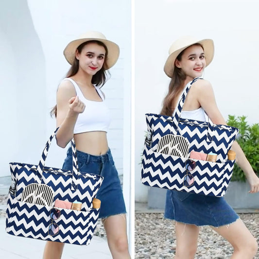 Waterproof Beach Tote Pool Bags for Women Ladies Extra Large Gym Tote Carry On Bag With Wet Compartment for Weekender Travel