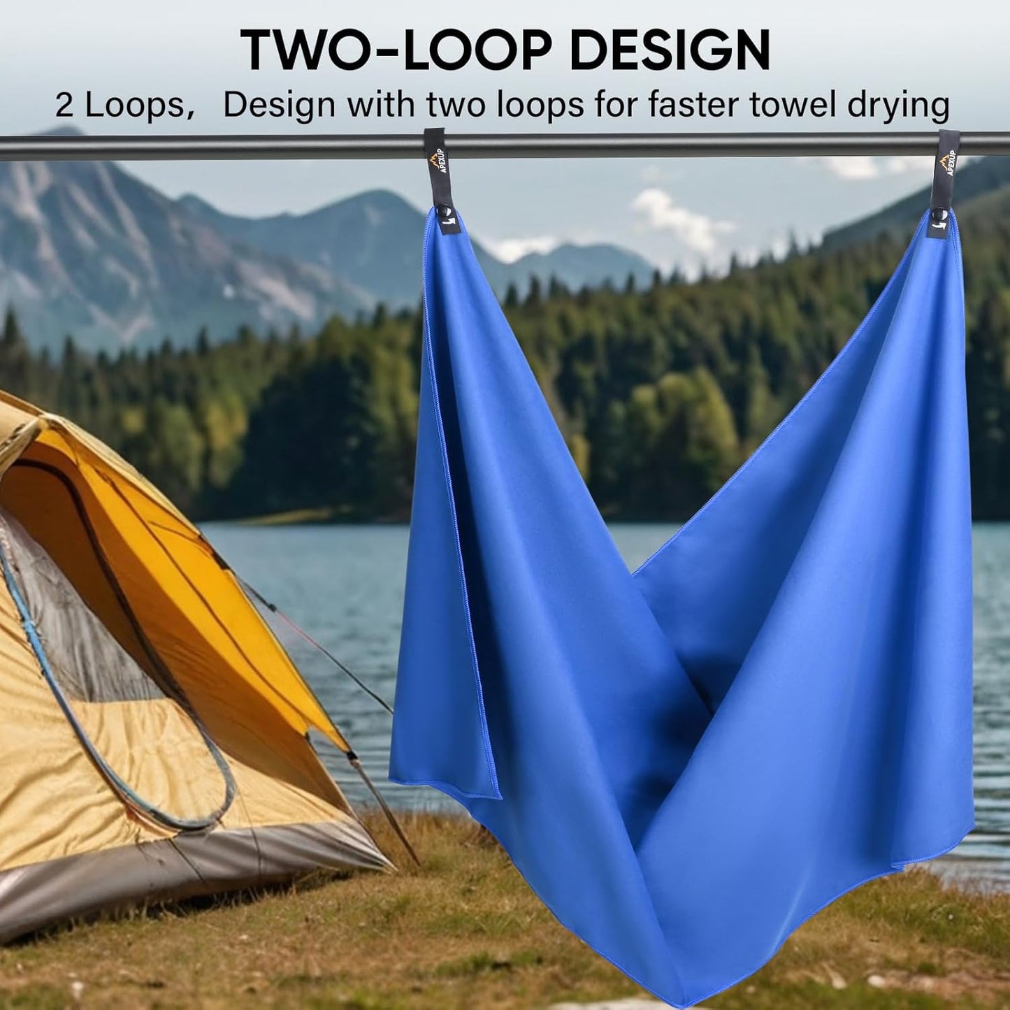 APEXUP Microfiber Travel Towel, Ultra Absorbent Quick Dry Towels, Lightweight Gym Sports Camping Towel for Workout, Yoga, Beach, Shower, Swimming (24"×12", Dark Blue)