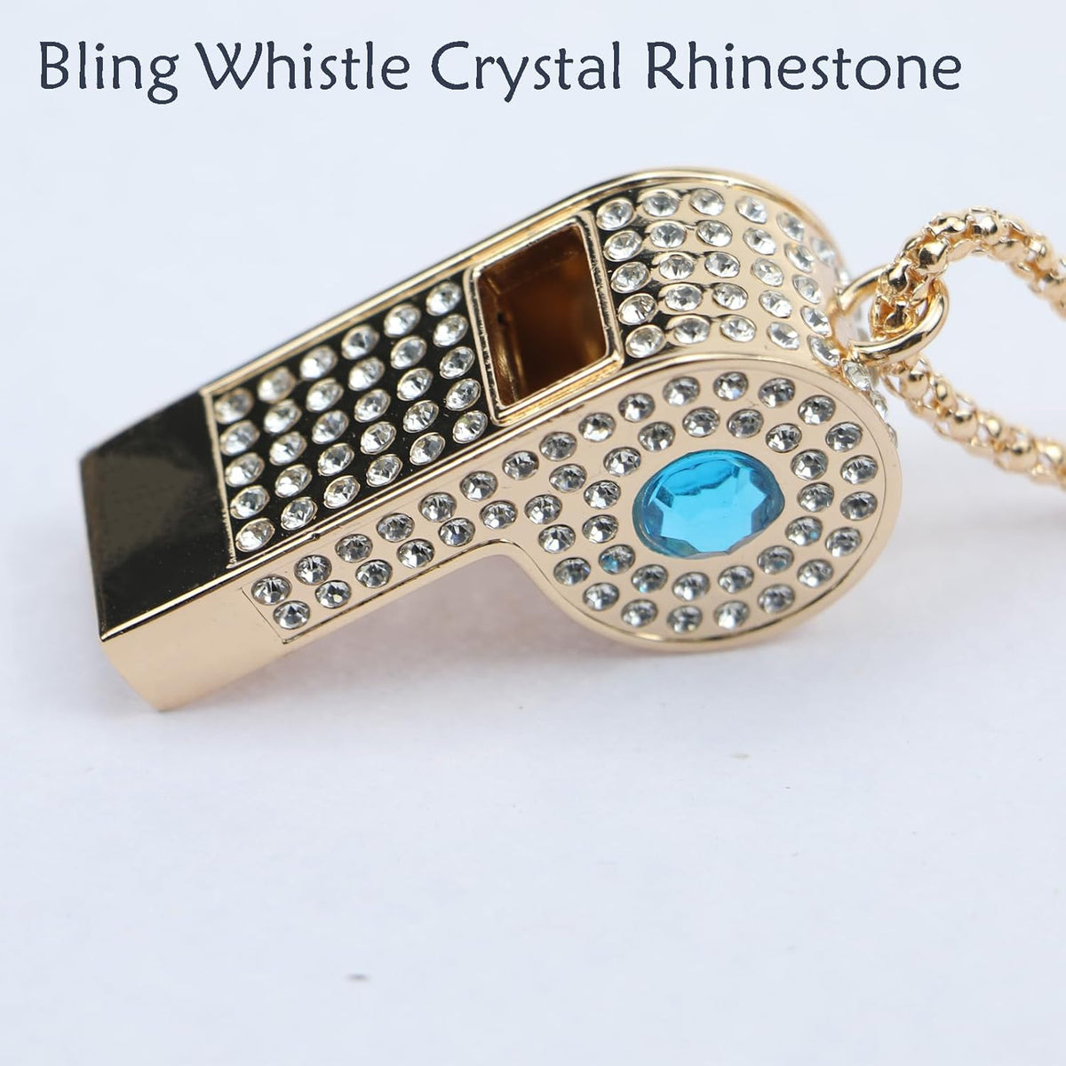 Whistle,Rhinestone Sports Whistle with Keychain for Coach/Referee/Training/Lifeguard/Teachers(Gold)