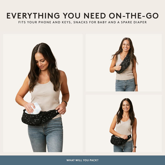 Baby Tula Lite Compact Baby Carrier, Ultra Compact and Lightweight, Convenient Carry Pouch, Ergonomic and Multiple Positions for 12 – 30 pounds - Black