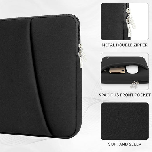 RAINYEAR Laptop Sleeve Case with Front Pocket, 13.3 Inch Protective Portable Case Briefcase Laptop Bag Cover Compatible with MacBook Air/Pro 13-13.3 inch, MacBook Pro/Max 14 inch, Black