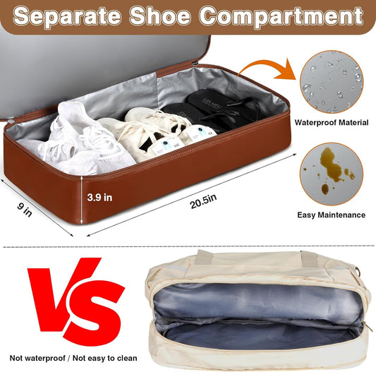 Weekender Bag for Women, Travel Duffel Bag Carry On Overnight Bag with Shoe Compartment Large Nylon Travel Weekend Tote Bag