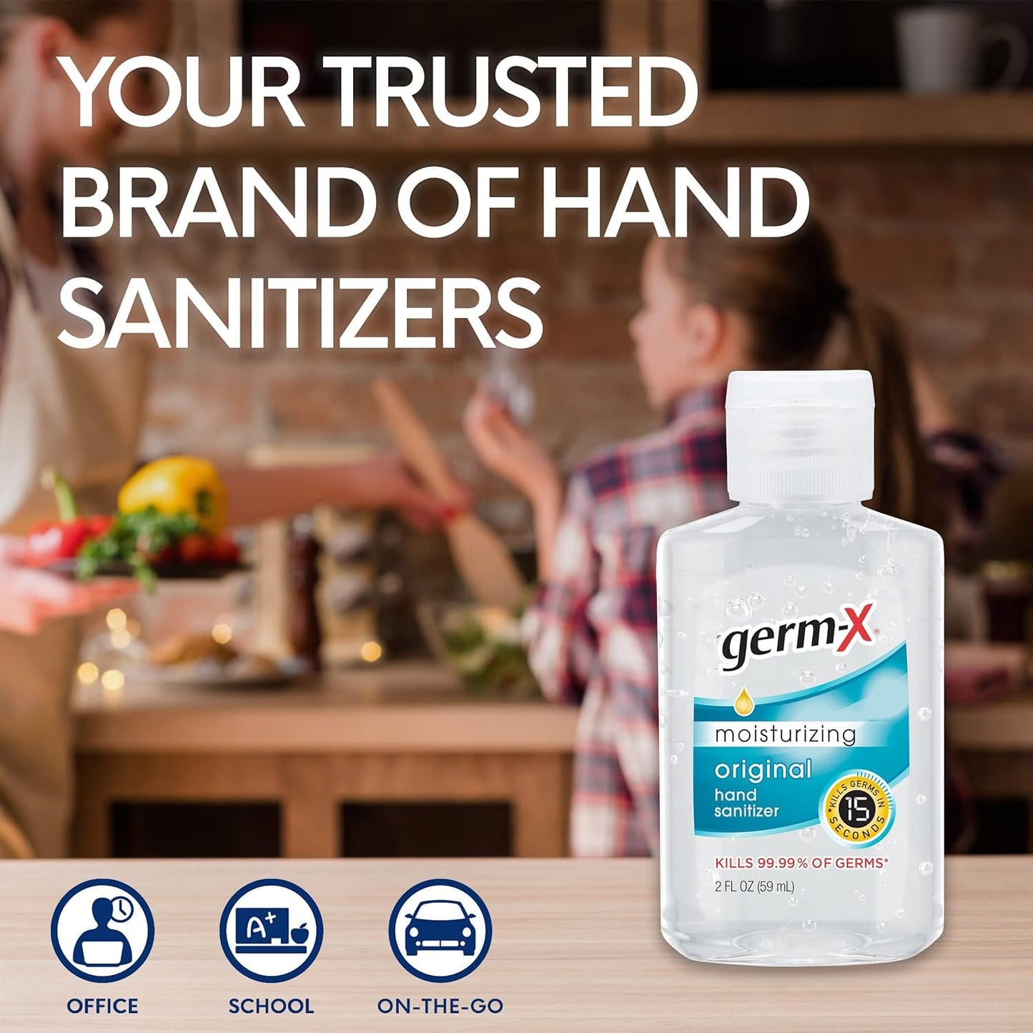 Germ-X Original Hand Sanitizer Gel, Mini Travel Size for On-The-Go, Display Pack, Back to School Supplies , 2 Fl Oz (Pack of 24)