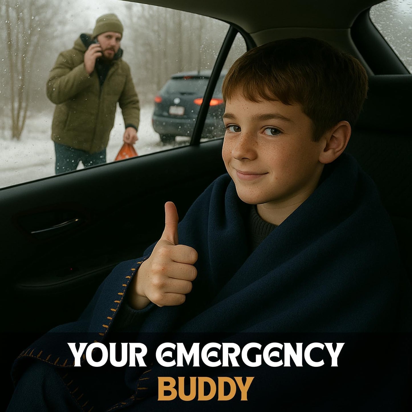 Wool Camping Blanket – 70% Wool Heavy-Duty Military Style Throw, Warm & Washable, Fire Retardant Cover for Emergency, Survival & Outdoor Use – Perfect for Camping, Car, Home & Hiking, Navy 62x84