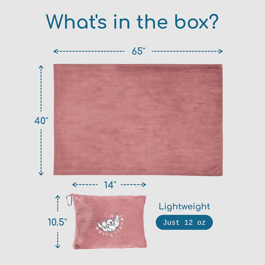 Resty 65"x40" Traveling Airplane Blanket, Pink – Lightweight, Velvety Soft Blanket That Becomes a Travel Pillow – Must-Have Comfort for Planes & Road Trips – Travel Essentials for Women & Men