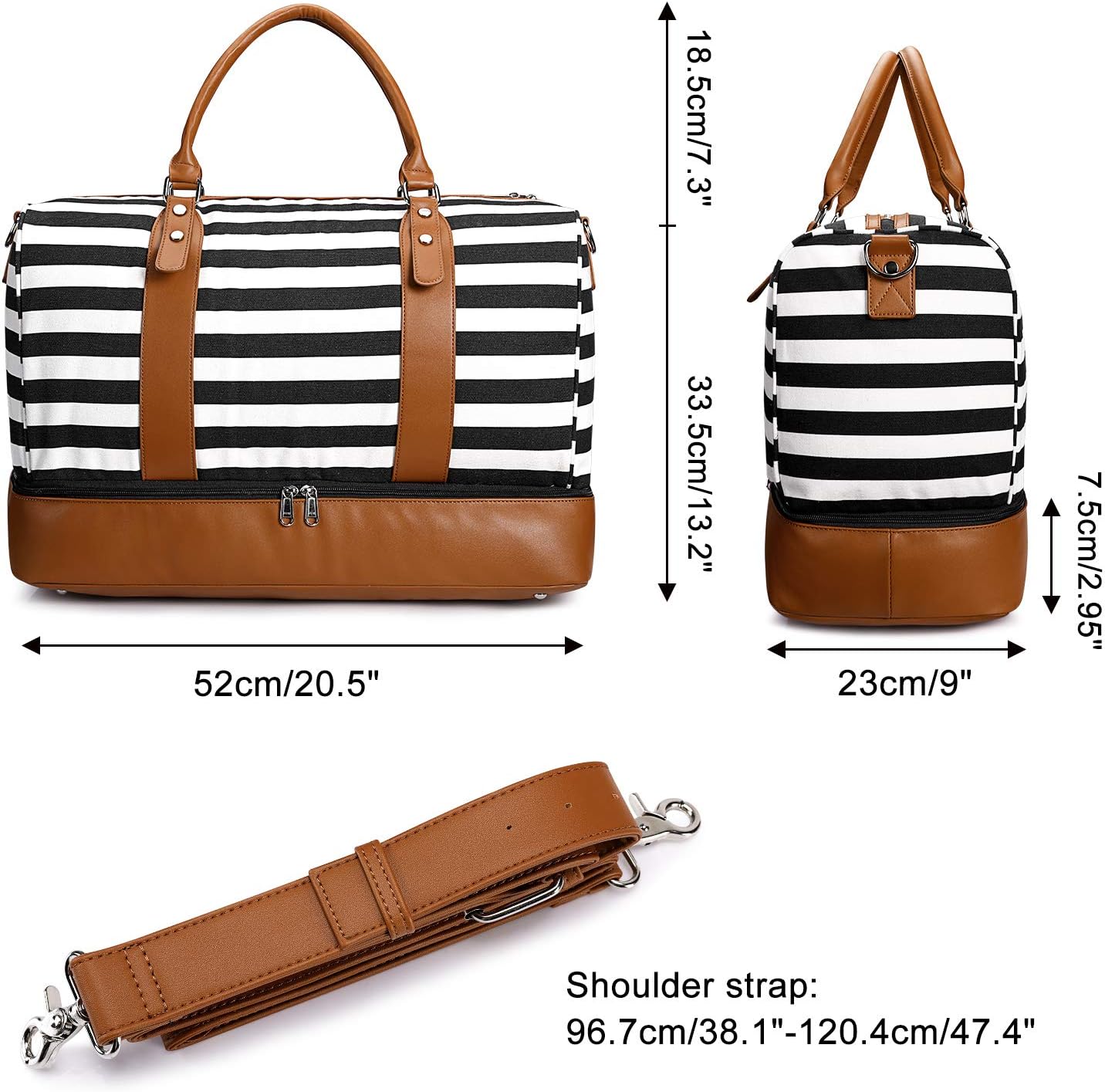 Newshows Women Weekender Bag Canvas Travel Duffel Bag Overnight Carry On Tote with Luggage Sleeve