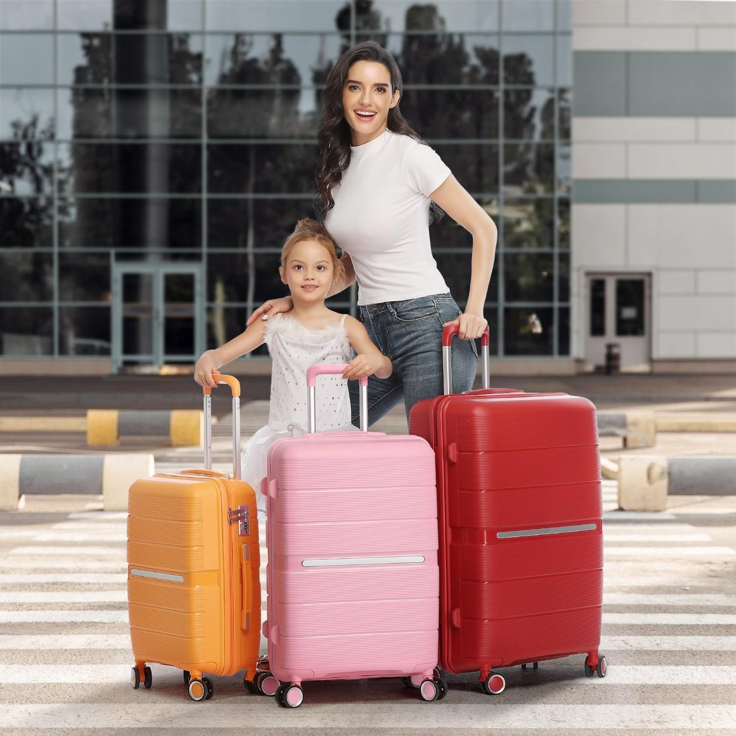 4-Piece Hardshell Luggage Set with TSA Locks, Expandable Suitcases and Silent Spinner Wheels - Vibrant Colors for Easy Identification (14/20/24/28 Inch) - Family Travel Suitcase Sets