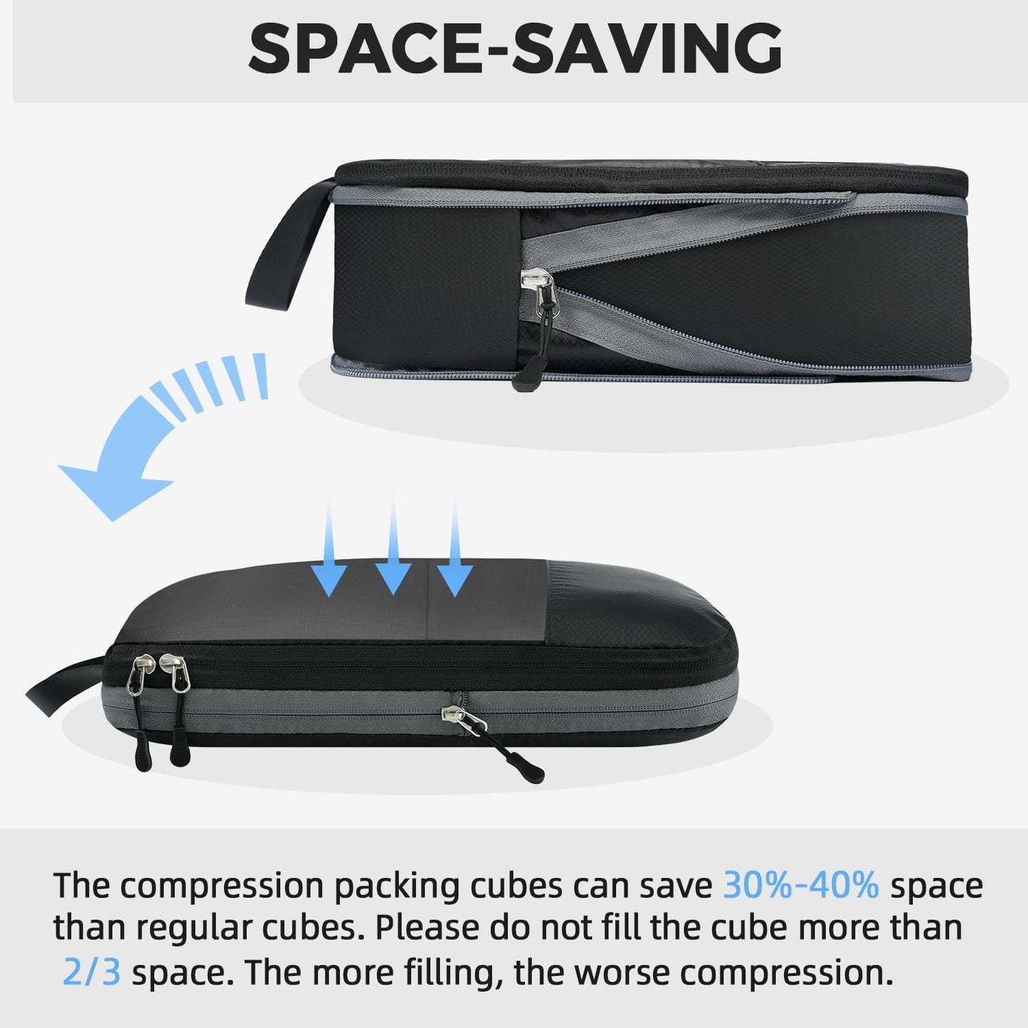 BAGAIL 6 Set Ultralight Compression Packing Cubes Packing Organizer for Travel Accessories Luggage Suitcase Backpack