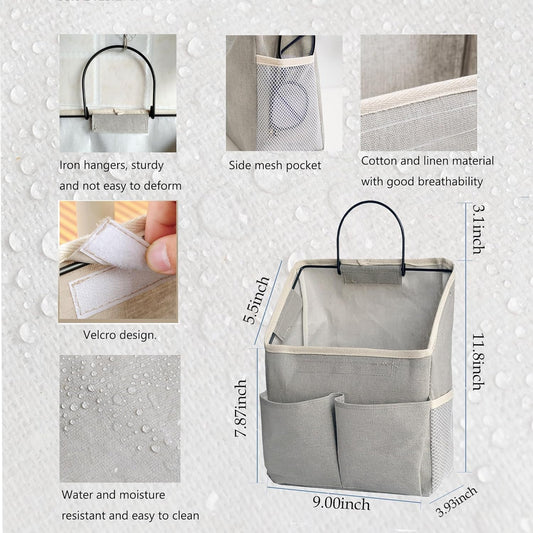 2 Pack Wall Hanging Storage Bag,Wall Hanging Organizer with Pockets, Hanging storage basket for Dormitory Bathroom Bedroom (Grey-upgraded)