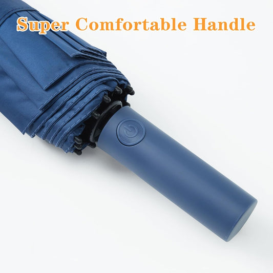 Large Double-Ribs Umbrella Automatic Folding Umbrella for Women Men, Travel, UPF 50+ UV Protection