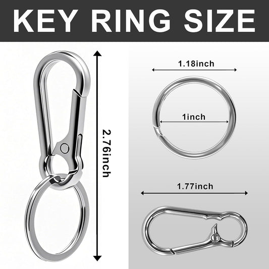 Keychain Keyring Set for Men Women Classic Metal Home Car Key Holder Organizer Portable Carabiner Clip Accessories 2PCS