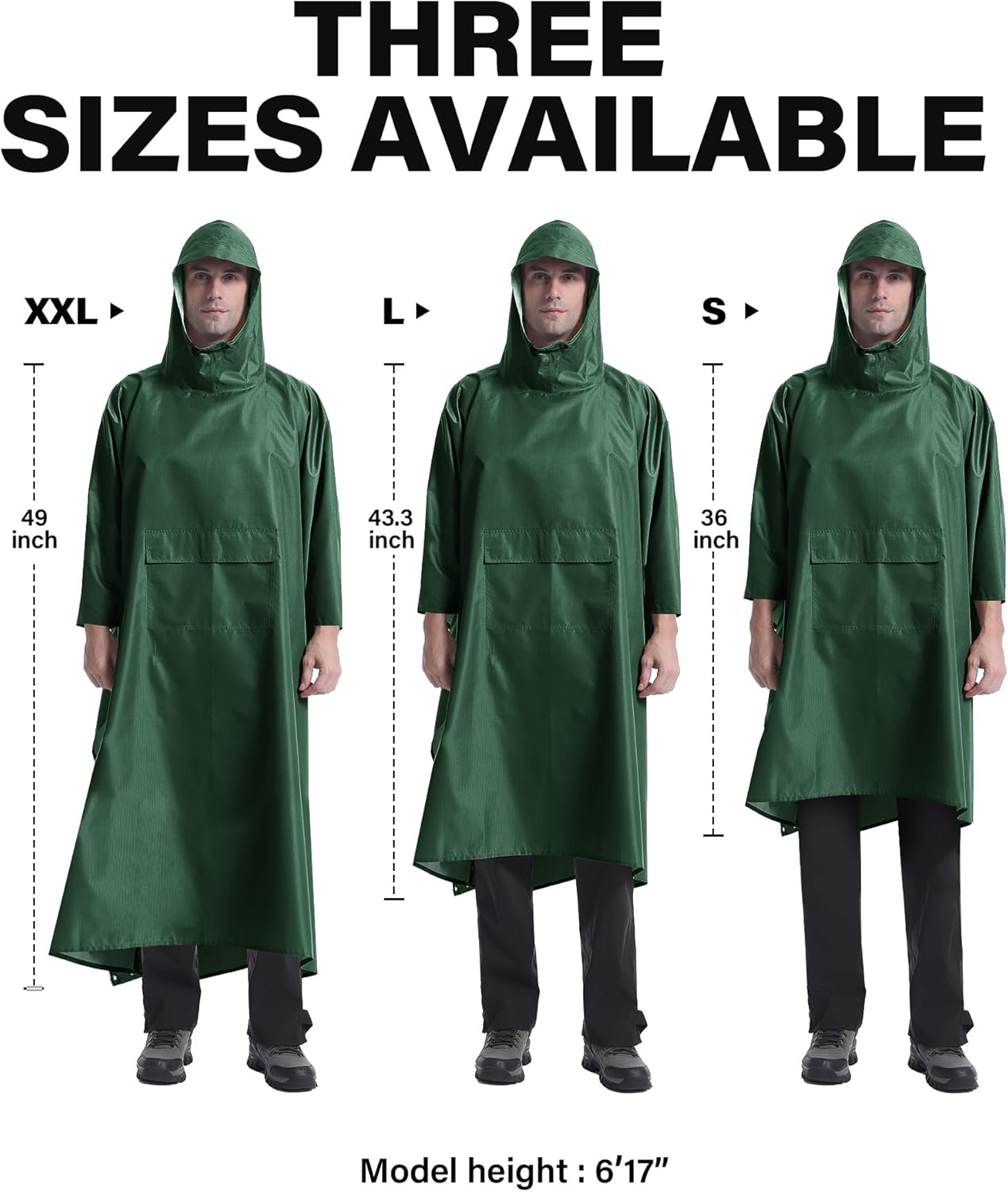 iCreek Hooded Rain Poncho with Pocket Waterproof Lightweight Unisex Raincoat Jacket for Hiking, Camping, Outdoor
